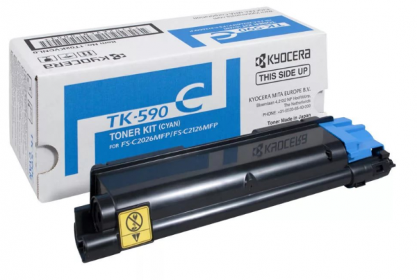 Тонер-картридж Kyocera TK-590C 5 000 стр. Cyan для FS-C2026MFP/ C2126MFP/ C2526MFP/ C2626MFP/ C5250DN, P6026CDN/ P6526CDN (1T02KVCNL0)