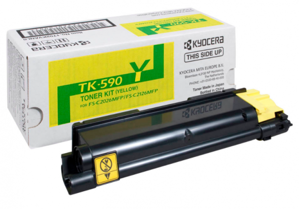 Тонер-картридж Kyocera TK-590Y 5 000 стр. Yellow для FS-C2026MFP/ C2126MFP/ C2526MFP/ C2626MFP/ C5250DN, P6026CDN/ P6526CDN (1T02KVANL0)